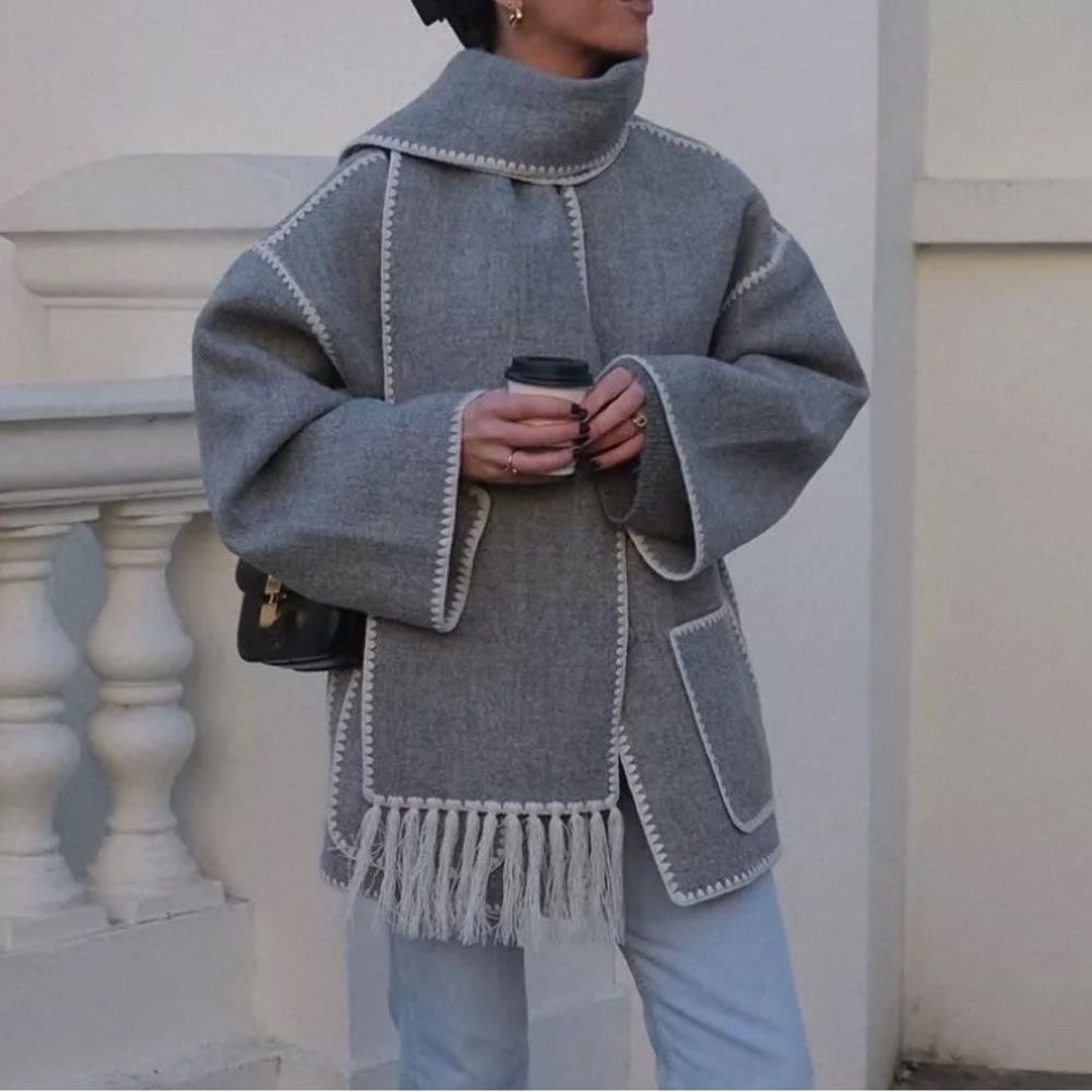 Sunday Gray Cape with White Trim
